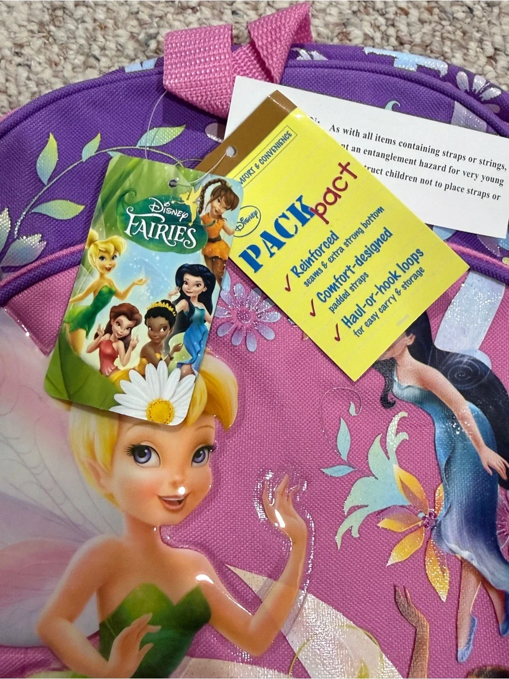 Deadstock Disney Tinker Bell Pink & Purple Kids Backpack